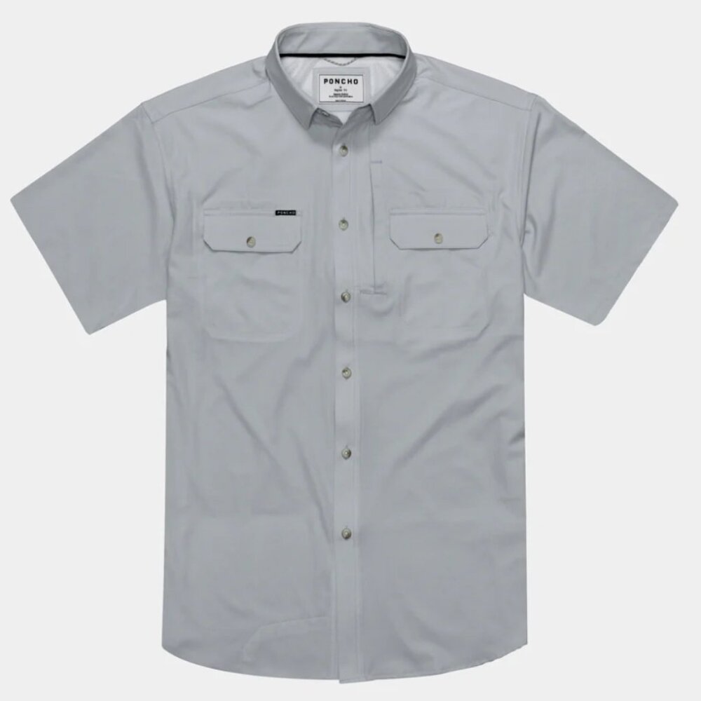 Poncho Gray Casual Button Down Shirt for Men